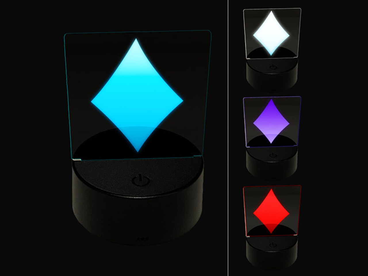 Card Suit Diamonds 3D Illusion LED Night Light Sign Nightstand Desk Lamp